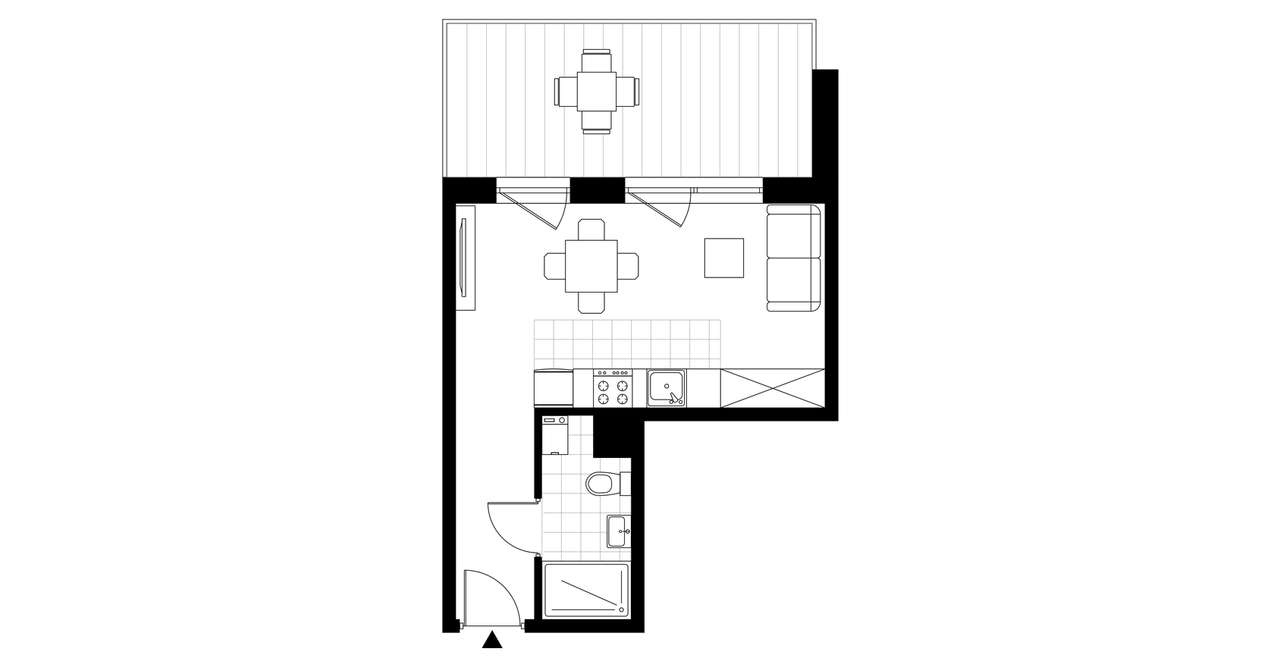 1-pokojowe mieszkanie 25m2 + loggia - Pełny obrazek: 3/8