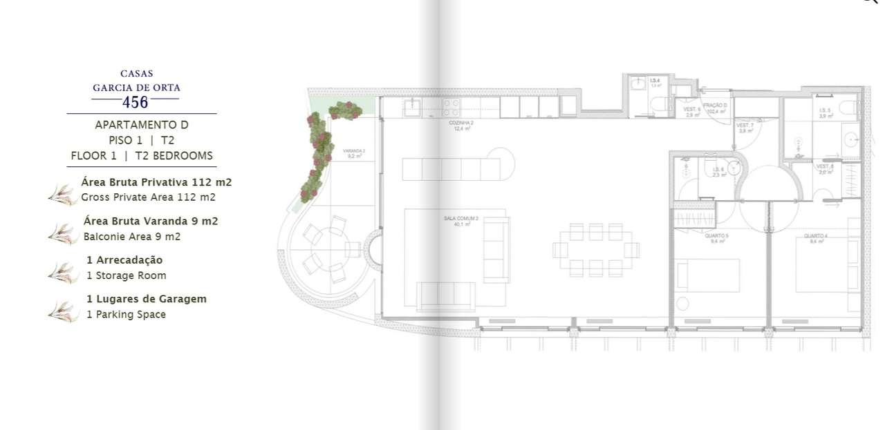 Apartamento T2, com varanda e garagem-9