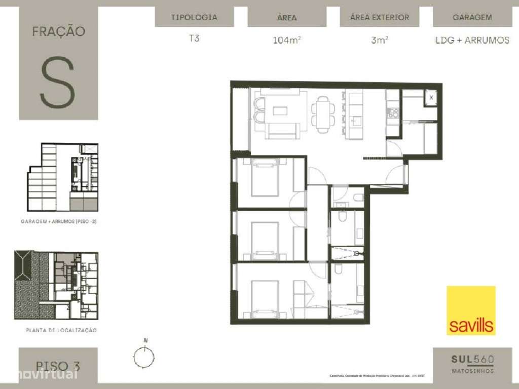 Apartamento T3 com varanda em Matosinhos Sul-15