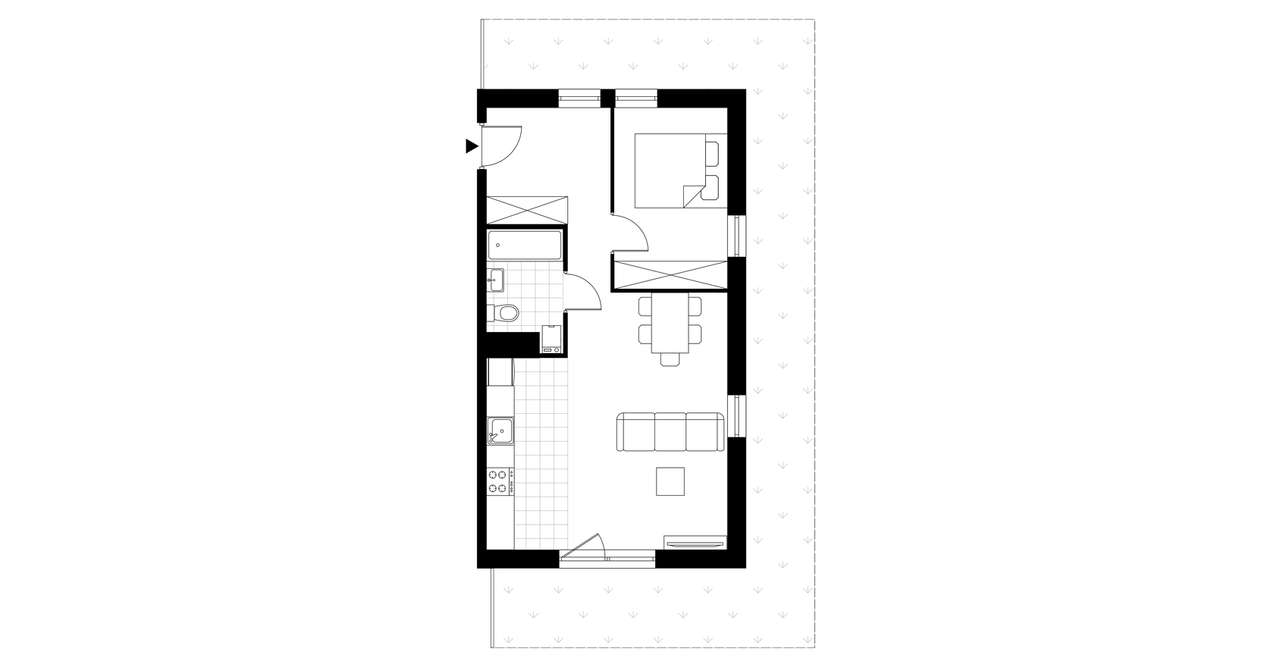 2-pokojowe mieszkanie 47m2 + ogródek Bezpośrednio - Pełny obrazek: 2/7
