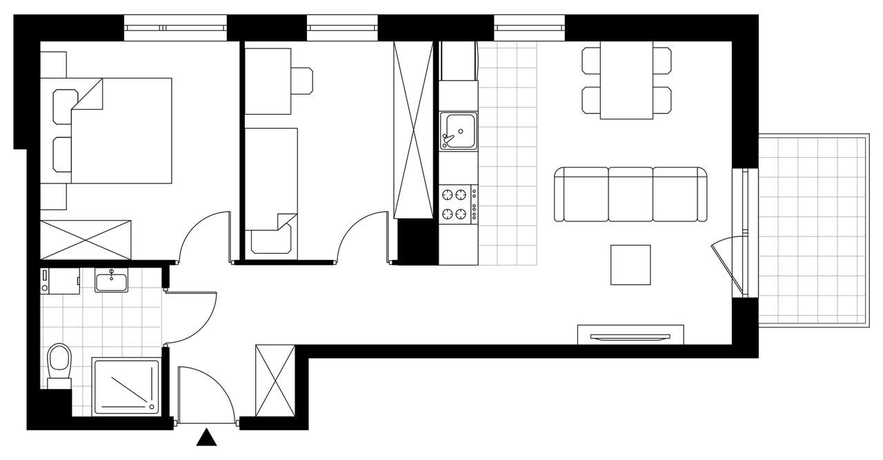 3-pokojowe mieszkanie 50m2 + balkon Bezpośrednio - Pełny obrazek: 3/8