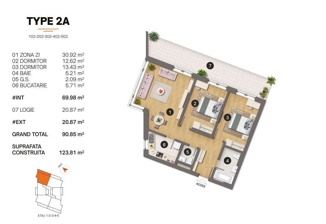 Tomis Plus - Celine Elegance - Vânzare apartament cu 3 camere, etaj 4. - Imagine principală: 2/20