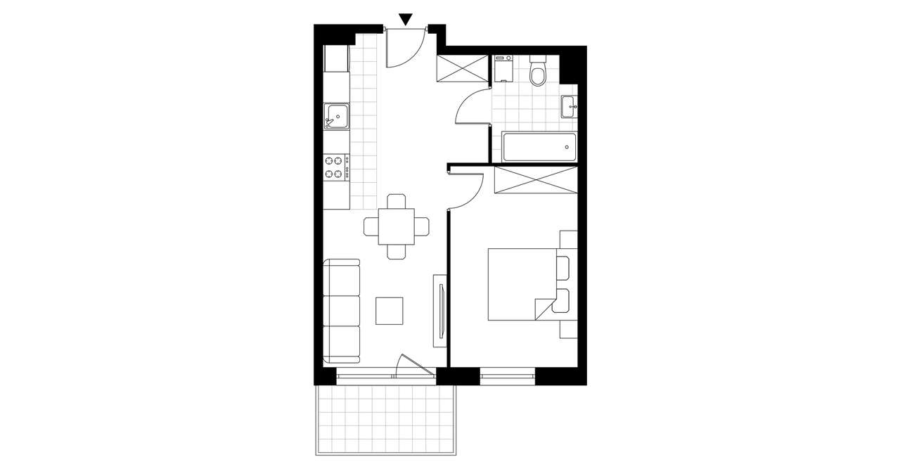 2-pokojowe mieszkanie 38m2 + balkon Bezpośrednio - Pełny obrazek: 3/8