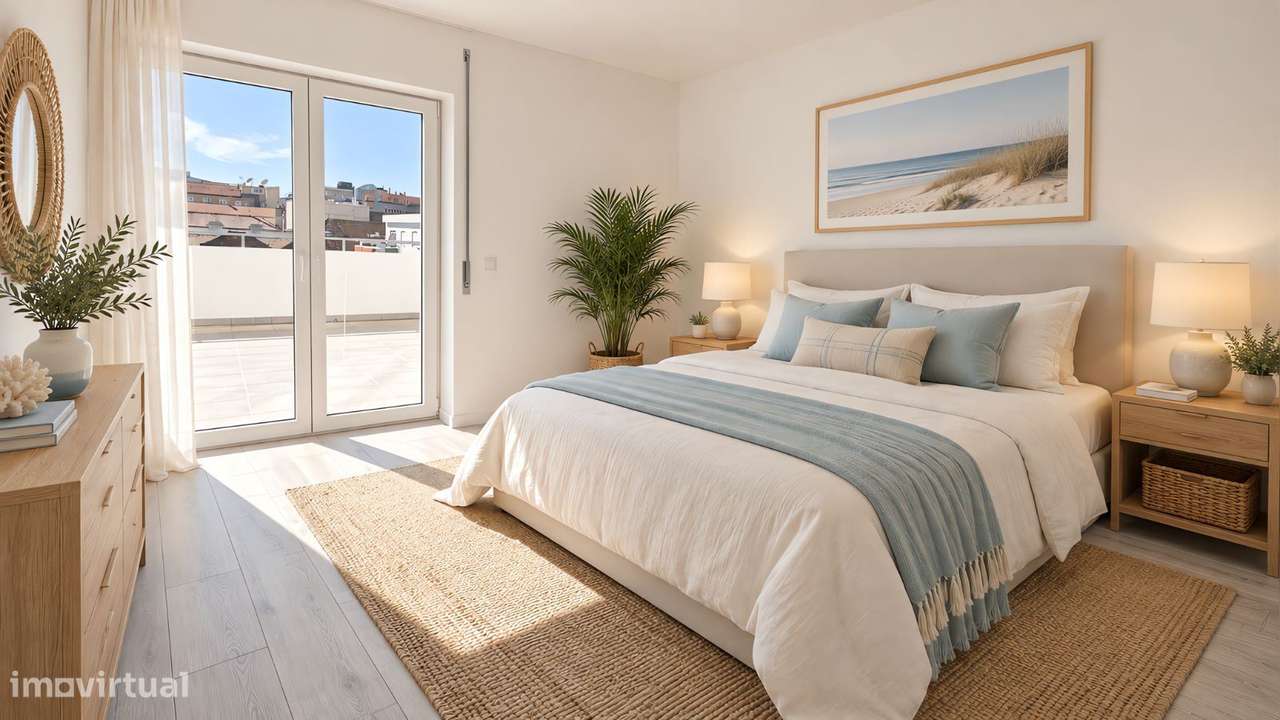 Apartamento T2 com parqueamenti e terraço. Vistas de mar-3