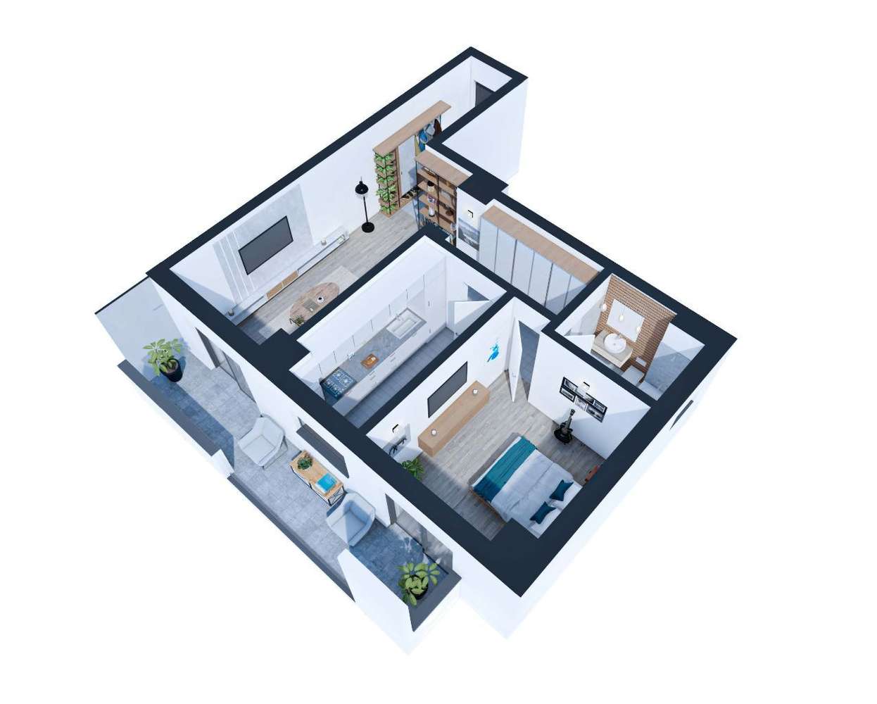 ADAMANT ECLYPSE, 2 camere decomandat, TIP 2D, 68.2mp - Imagine principală: 2/15