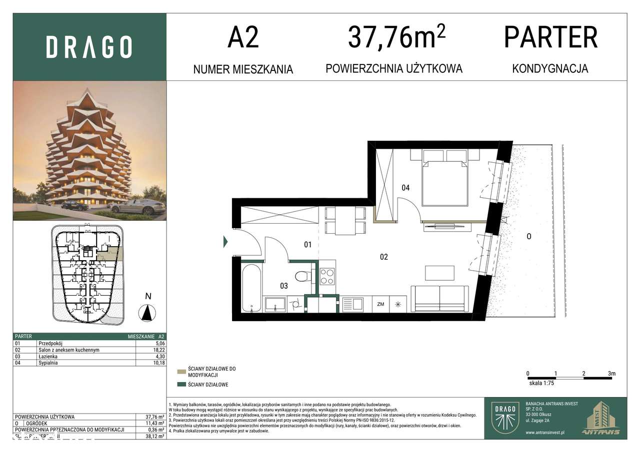 2-pokojowe mieszkanie 37m2 + ogródek Bezpośrednio - Pełny obrazek: 2/9