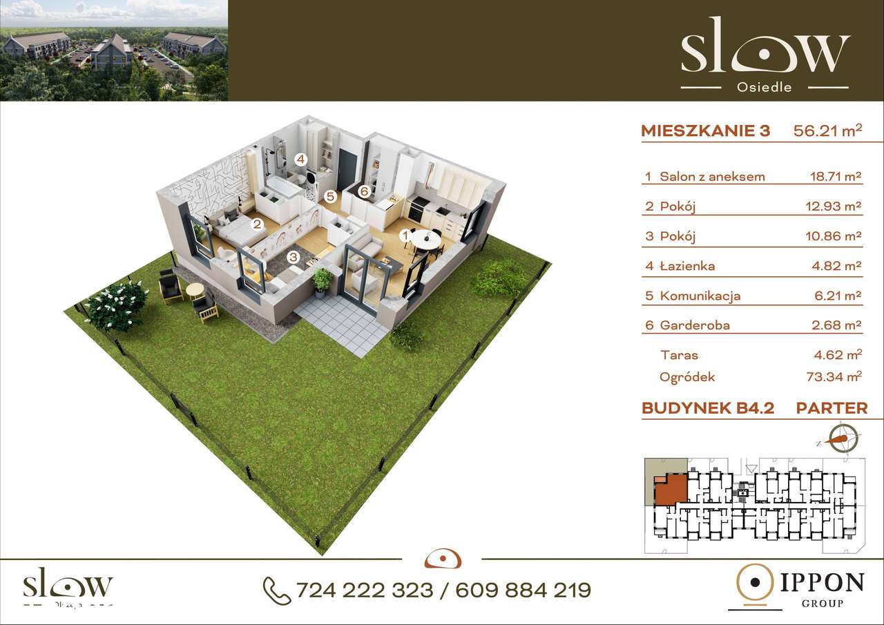 Osiedle Slow | mieszkanie 3-pok. z dużym ogródkiem | B4_2_3 - Pełny obrazek: 4/12