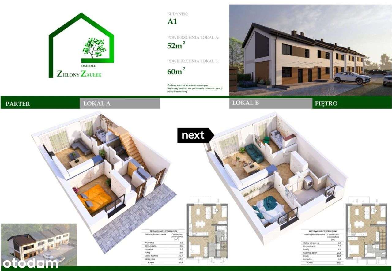 Zielony Zaułek 60m2,balkon,2 miejsca ,klimatyzacja