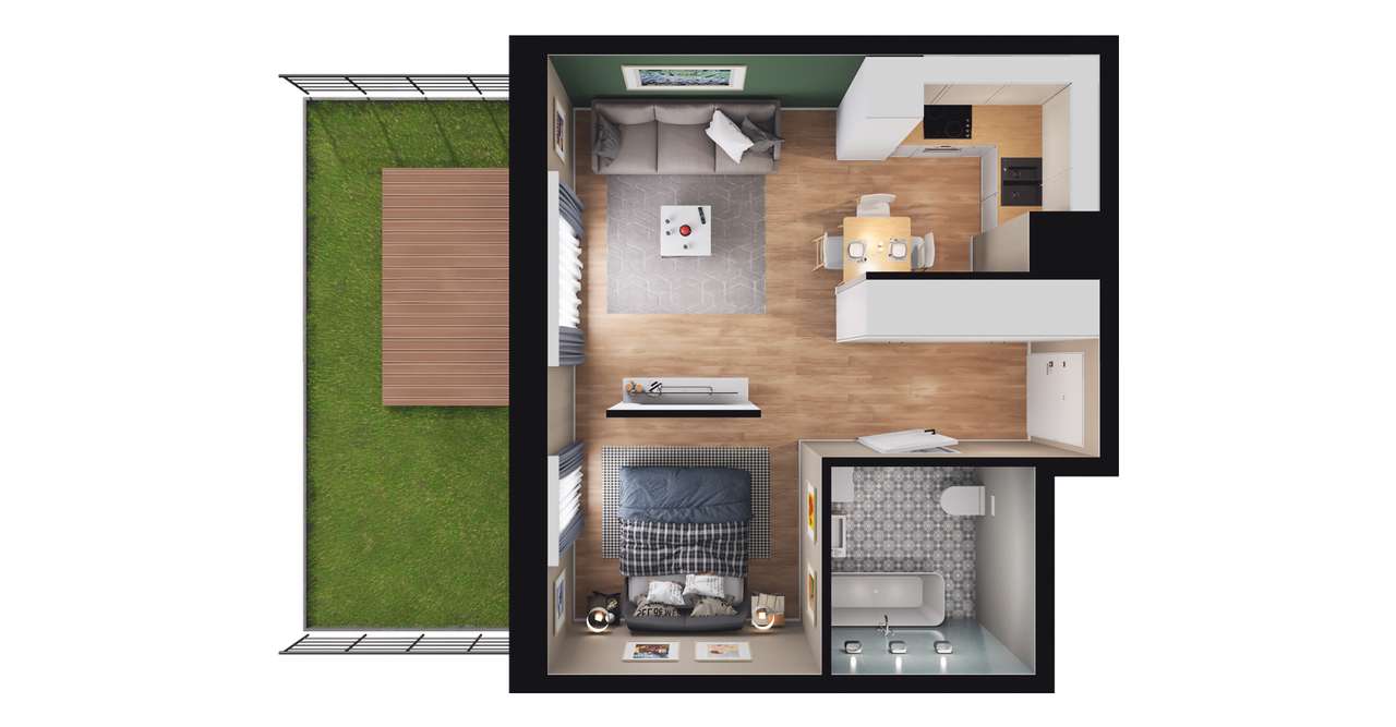 1-pokojowe mieszkanie 33m2 + ogródek Bez Prowizji - Pełny obrazek: 2/8