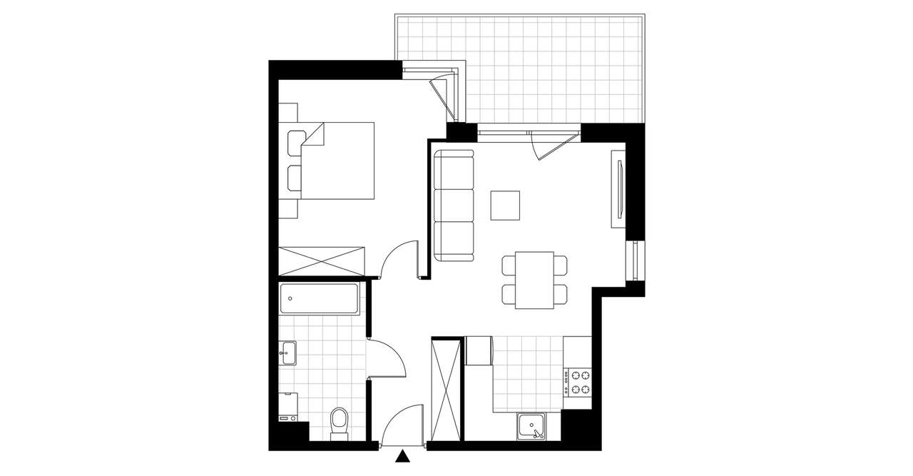 2-pokojowe mieszkanie 45m2 + balkon - Pełny obrazek: 3/8