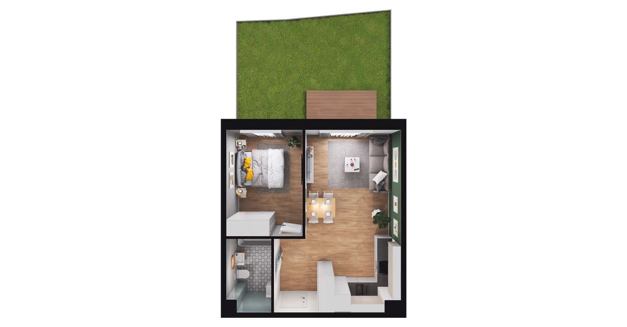 2-pokojowe mieszkanie 41m2 + ogródek Bez Prowizji - Pełny obrazek: 3/9