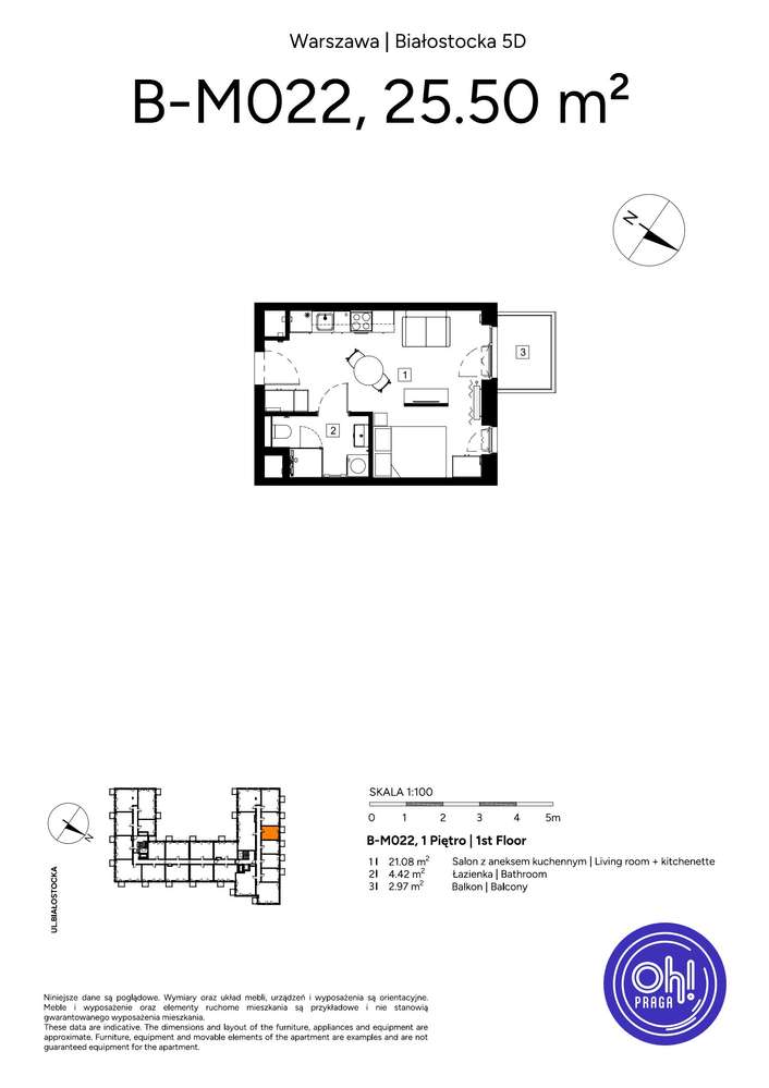 1-pokojowe mieszkanie 25m2 + balkon Bezpośrednio - Pełny obrazek: 2/9