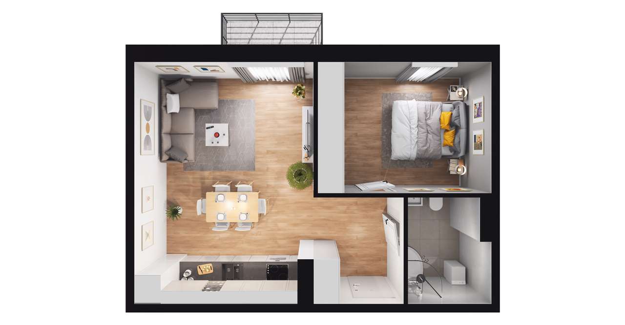 2-pokojowe mieszkanie 43m2 + balkon Bez Prowizji - Pełny obrazek: 2/8