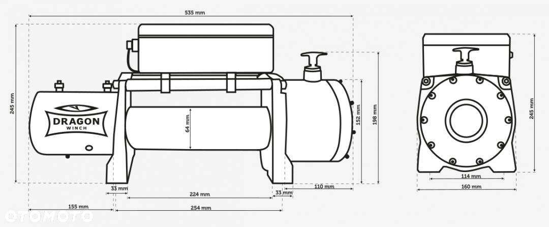 WYCIĄGARKA DRAGON WINCH 12000 HD 5,5T WCIĄGARKA12V - 12