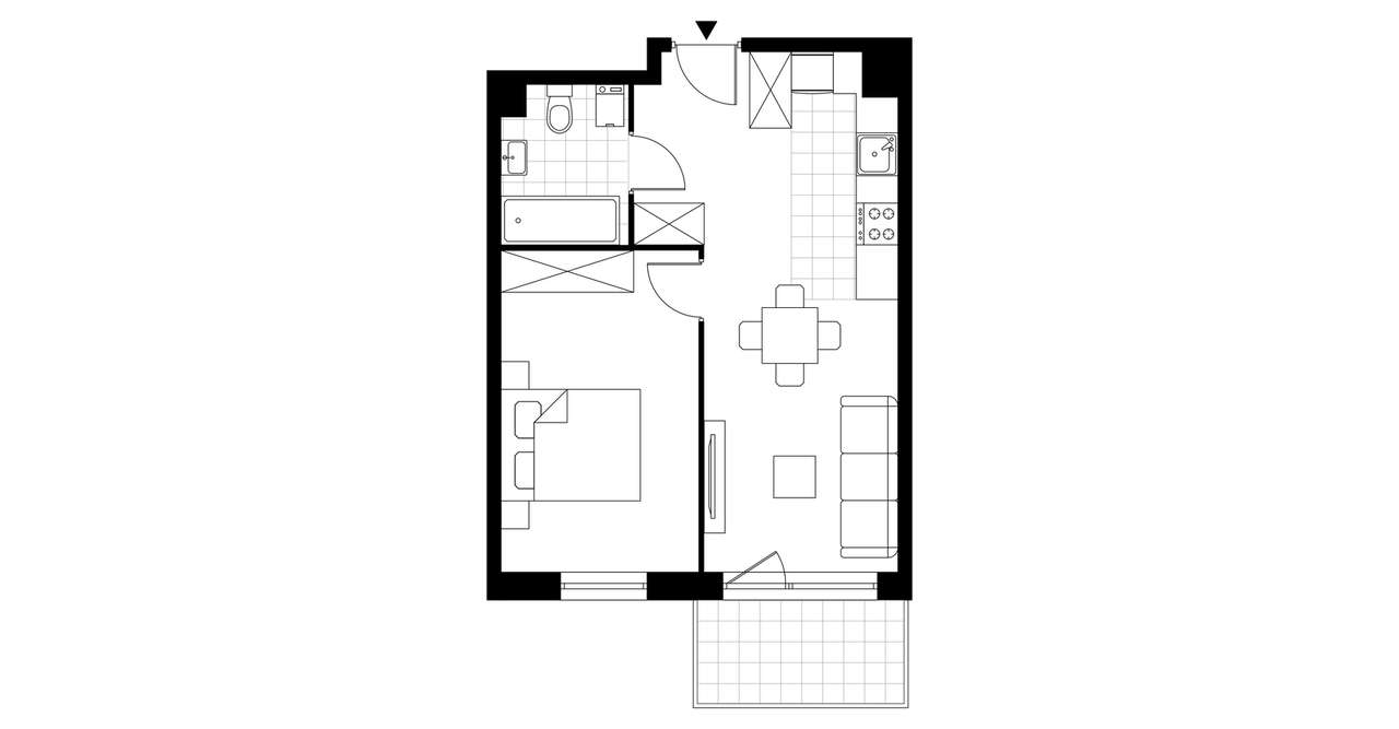 2-pokojowe mieszkanie 38 m² + balkon Bezpośrednio - Ansicht 3