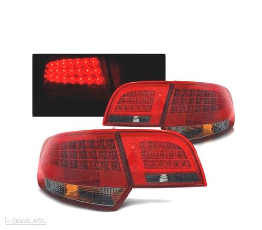 FAROLINS TRASEIROS LED PARA AUDI A3 8P 04-08 SPORTBACK RED SMOKE VERMELHO FUMADO-ESCURECIDO - 1