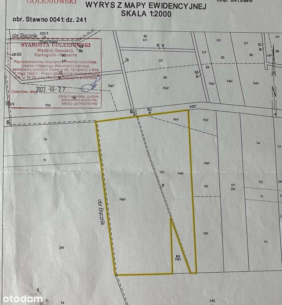Działka budowlana 1377 m.kw Stawno gmina Goleniów-2