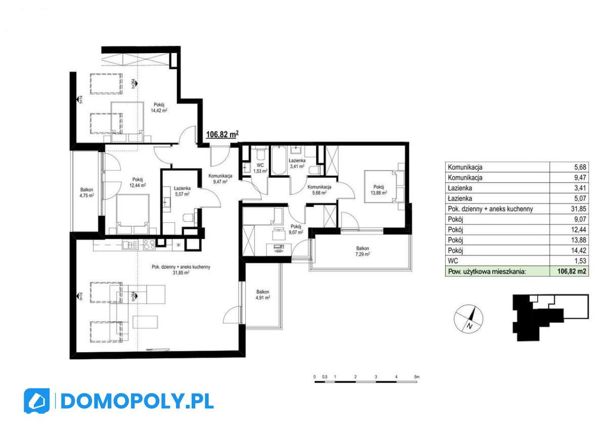 Apartament na poddaszu z trzema balkonami-2
