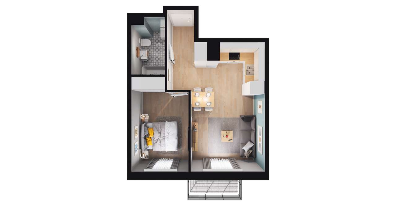 ul. Glogera | mieszkanie 2-pok. | G_6 - Pełny obrazek: 3/9