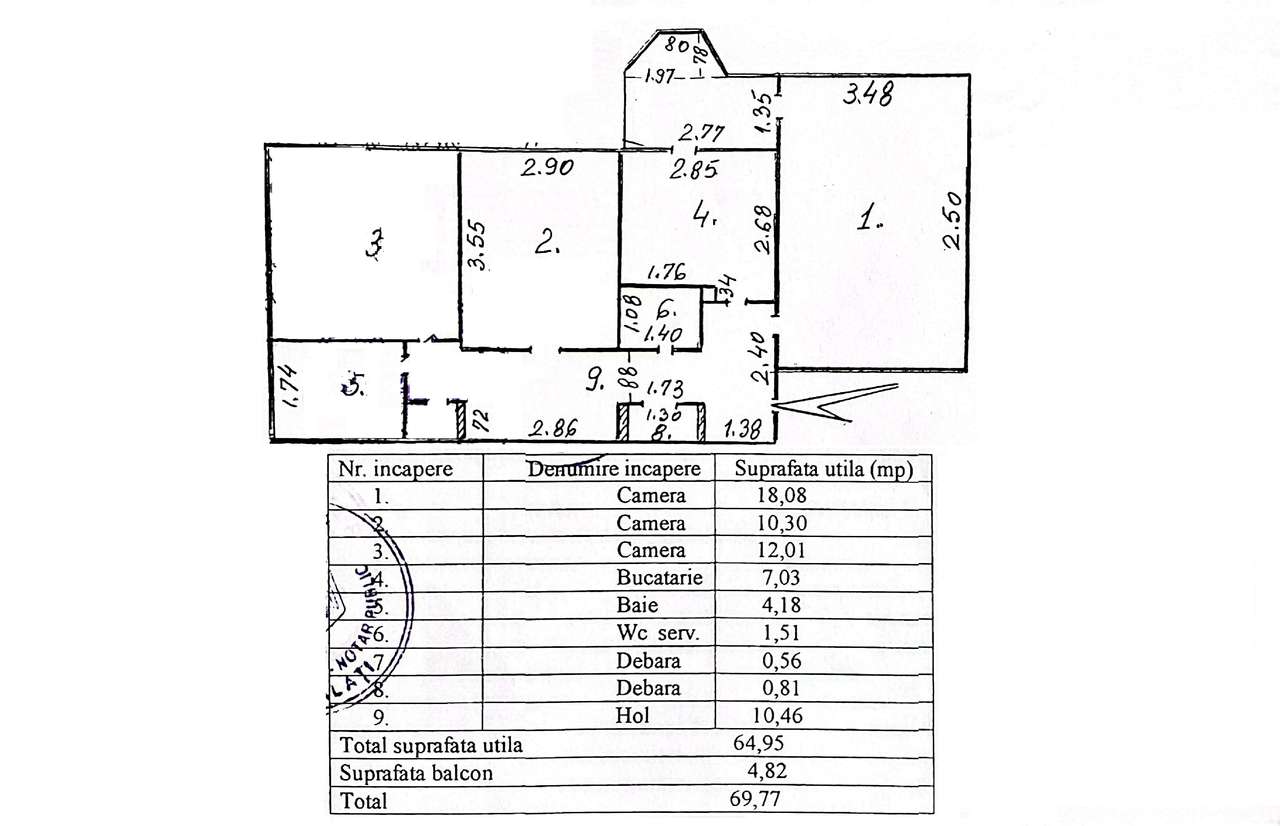 3 camere decomandat, 70 mp, 2 băi – I.C. Frimu (CinCin)