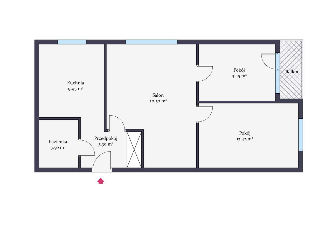 Przestronne 3 pokoje, 64 m², 1. piętro-9
