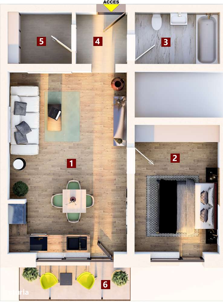Apartament tip STUDIO, 49 mp, Subcetate City2, direct DEZVOLTATOR-11