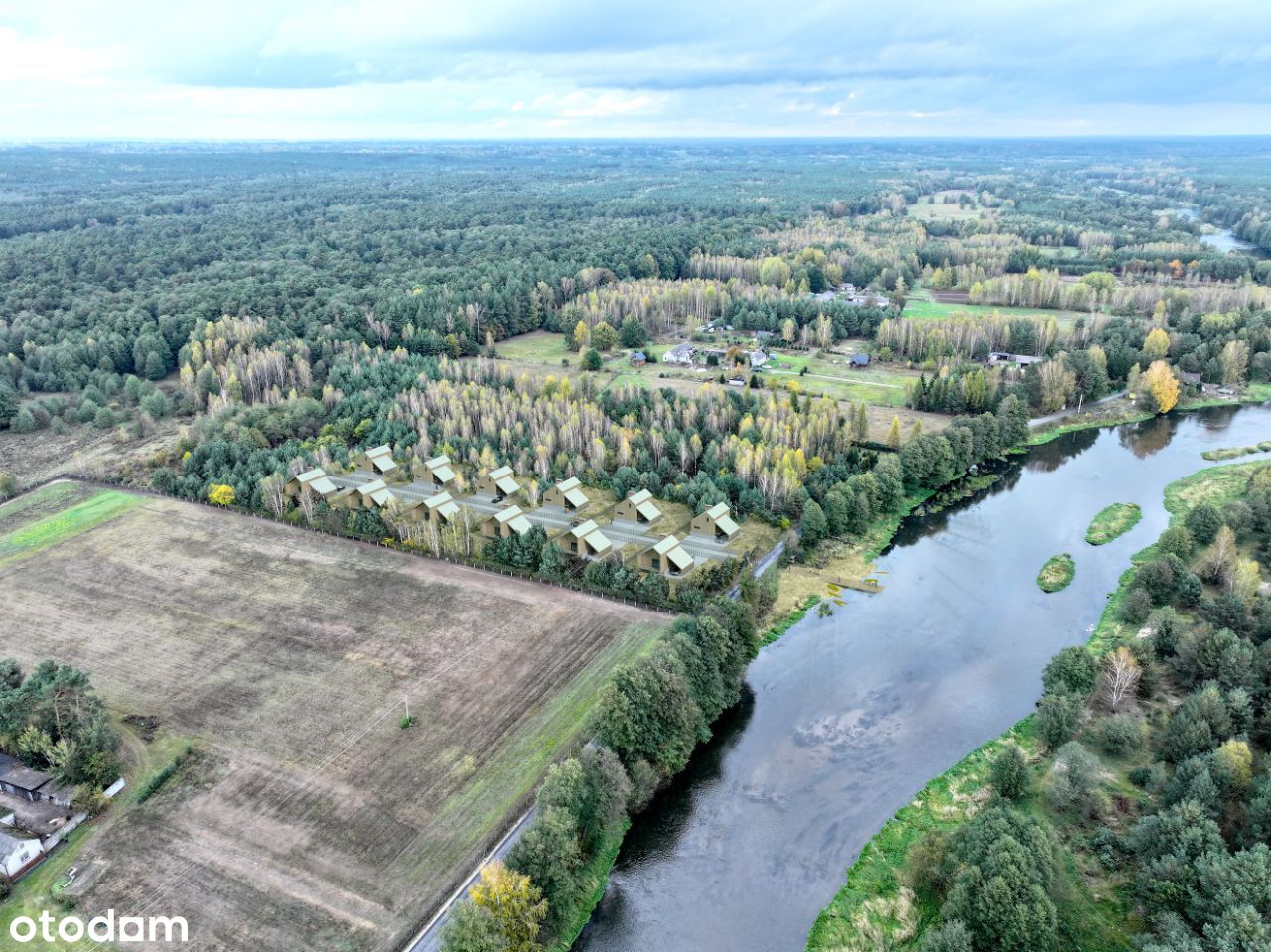 Żądłowice Spała działki nad Pilicą linia brzegowa