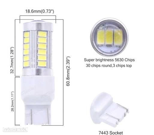 LÂMPADA 33 LEDS T20 BRANCA CANBUS - 1