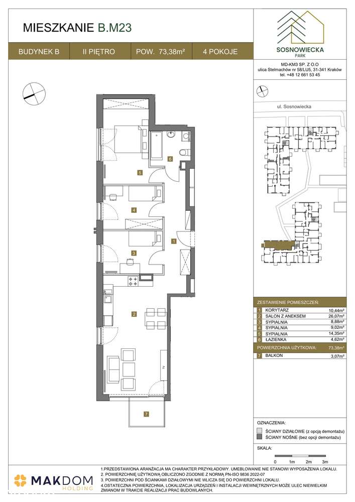 4-pokojowe mieszkanie 73m2 + balkon - Pełny obrazek: 2/7