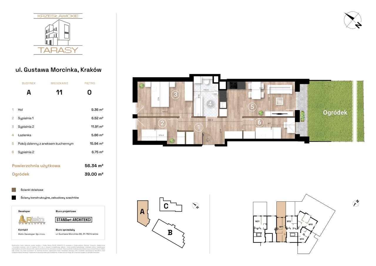 3-pokojowe mieszkanie 56m2 + ogródek - Pełny obrazek: 2/9