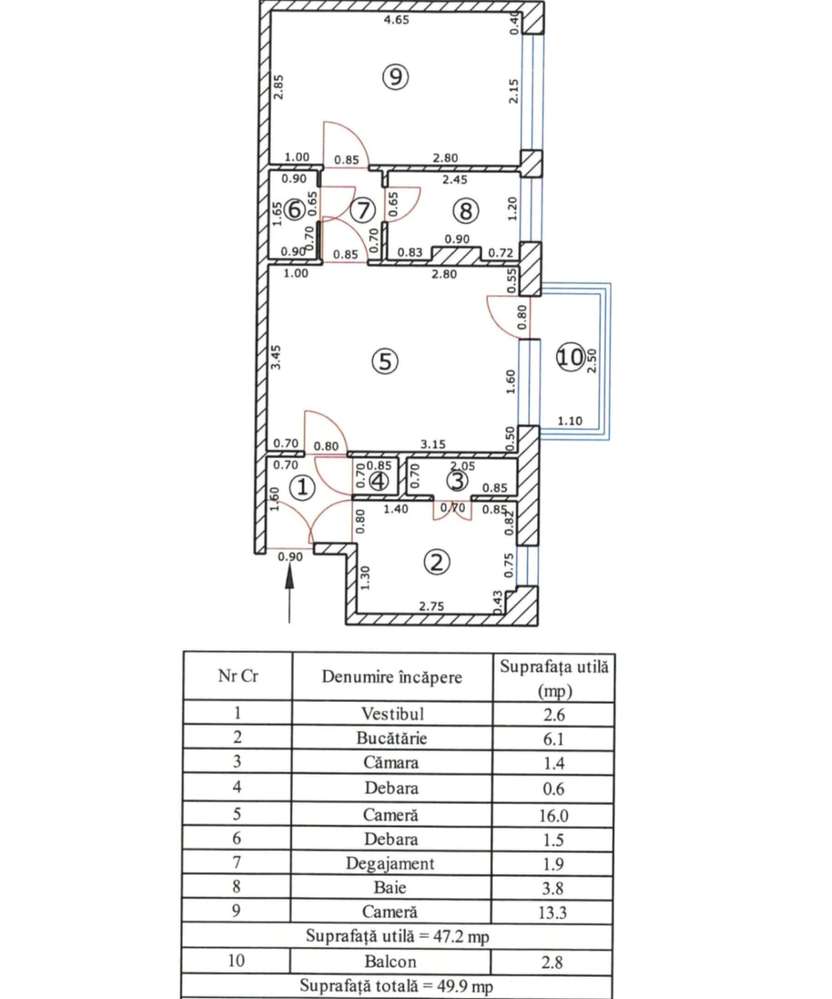 Apartament 2 camere b-dul Garii, etaj 1/4, suprafata utila 47,2 mp!-1