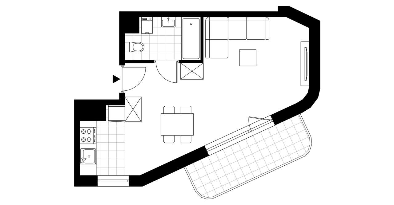 1-pokojowe mieszkanie 33m2 + balkon - Pełny obrazek: 3/8