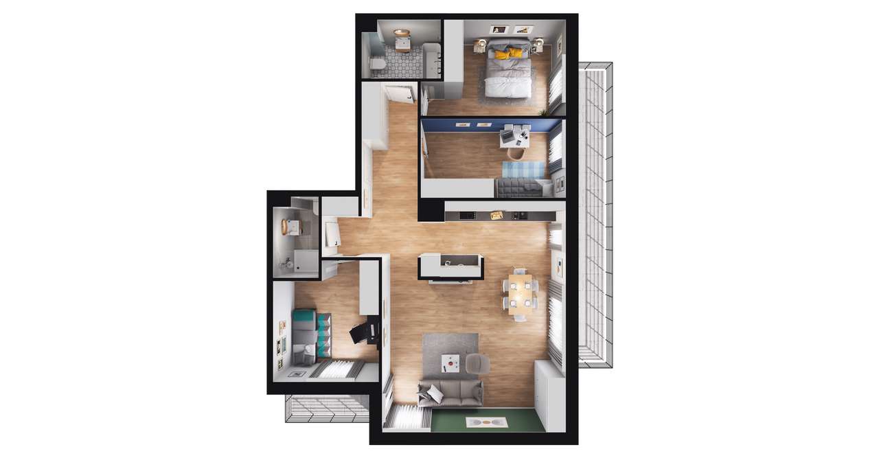 4-pokojowe mieszkanie 95m2 + 2 balkony - Pełny obrazek: 3/9