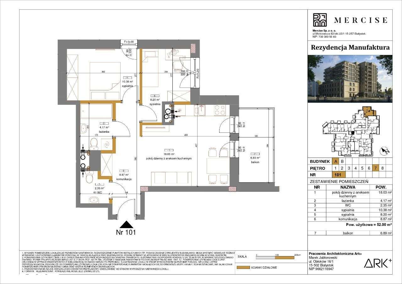 Rezydencja Manufaktura | Apartament 3-pok. | A101 - Pełny obrazek: 2/16