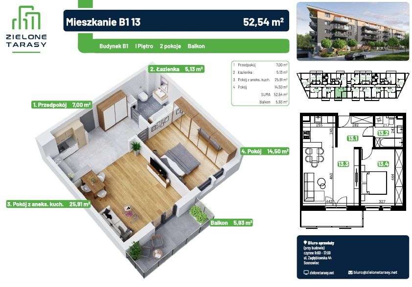 52,84 m2 - 2-pok. - balkon - gotowe - Pełny obrazek: 1/6