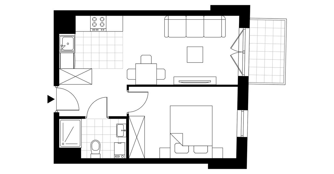 2-pokojowe mieszkanie 34m2 + balkon Bezpośrednio - Pełny obrazek: 3/7