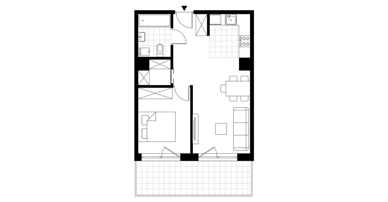 2-pokojowe mieszkanie 42m2 + taras Bez Pośredników - Pełny obrazek: 4/9