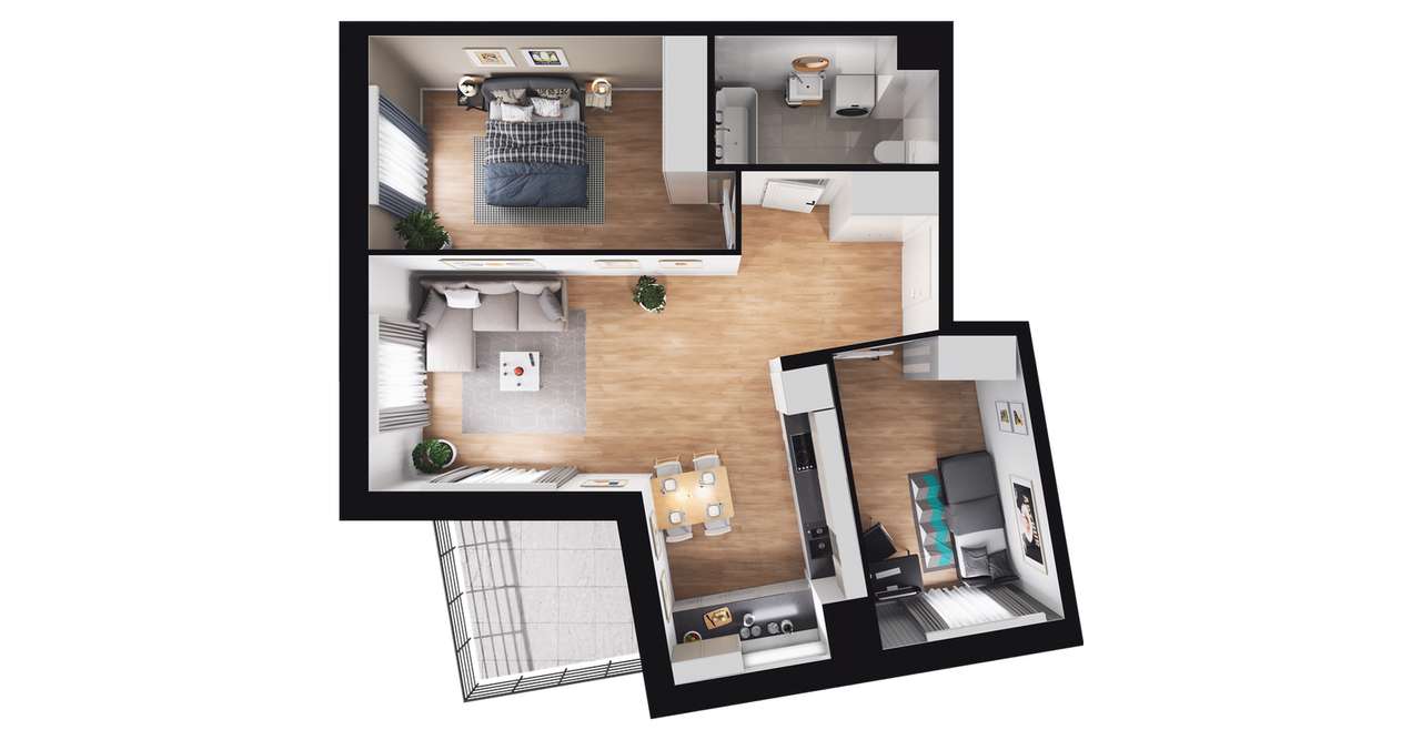 3-pokojowe mieszkanie 62m2 + taras Bez Prowizji - Pełny obrazek: 2/8