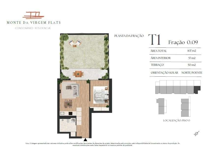 Apartamento T1 com terraço com 50 m2 e 1 lugar de garagem, Monte da Vi-8