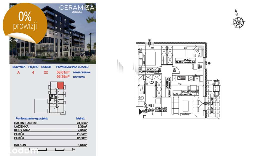 Mieszkanie 3 Pokoje Bartodzieje Brak Prowizji - Pełny obrazek: 5/5