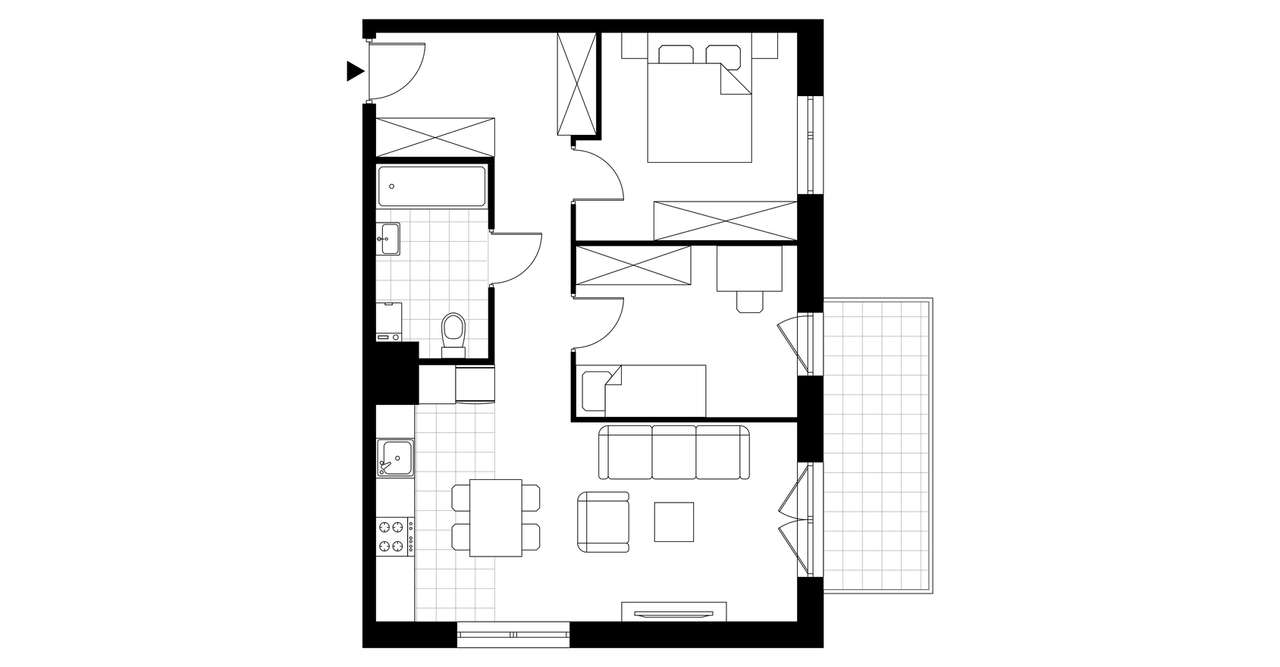 3-pokojowe mieszkanie 58m2 + balkon - Pełny obrazek: 3/8