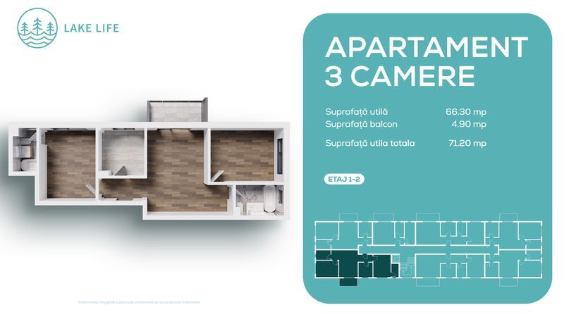 7% discount| Apartament 3 camere| Bucuresti Nord Tunari Otopeni|  72MP