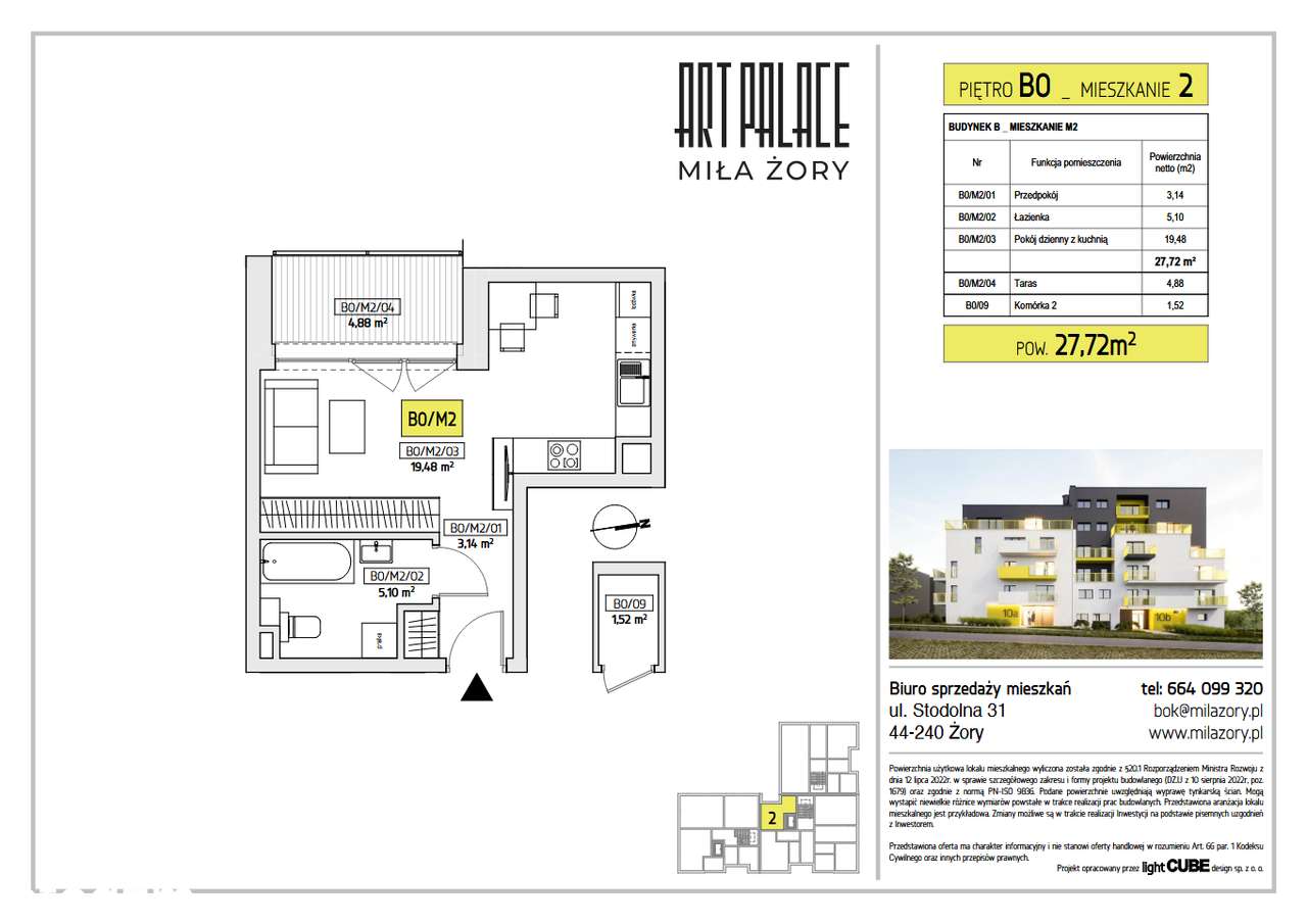 MIŁA Żory - przytulna kawalerka blisko Centrum - stan deweloperski - Pełny obrazek: 5/13