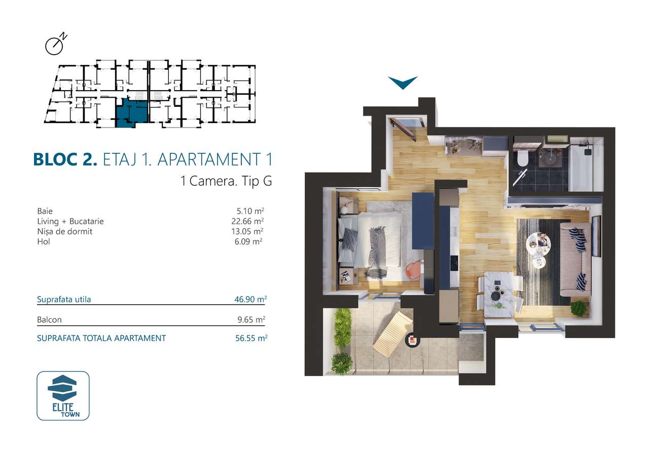 Apartament 1 cameră | TORONTALULUI-5