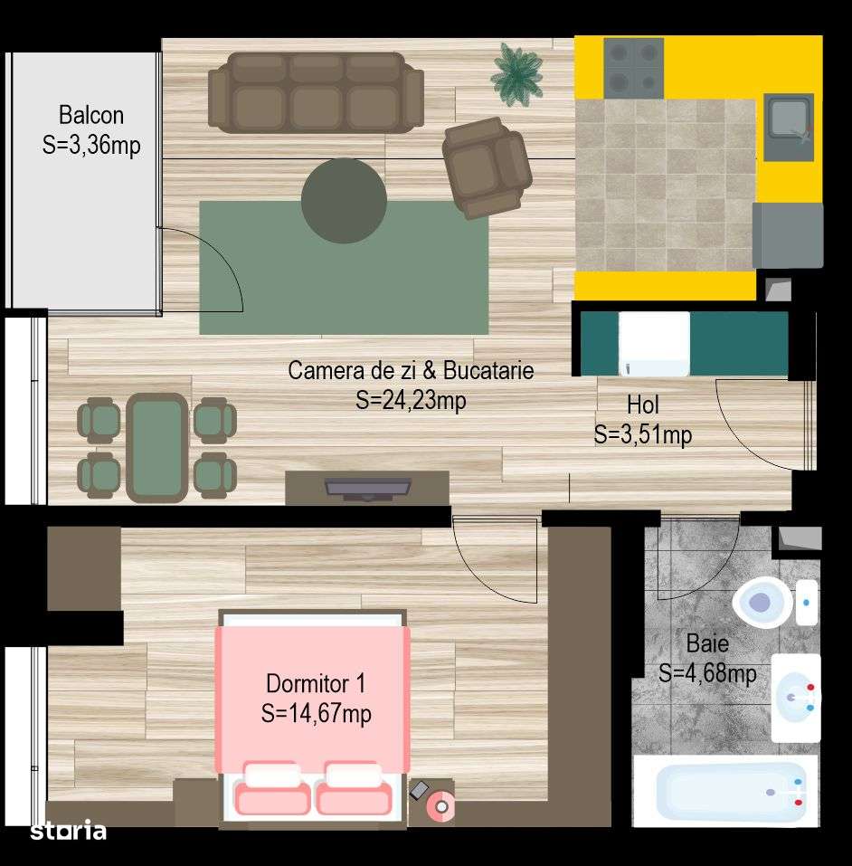 Apartament tip S6 studio modern si luminos AVANERA Bacau - Imagine principală: 2/8