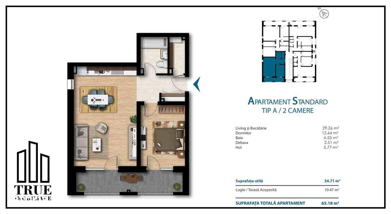 Ap. cu 2 camere, 54.71m² + logie 10.47m², Unirii Luxury! - Imagine principală: 4/20