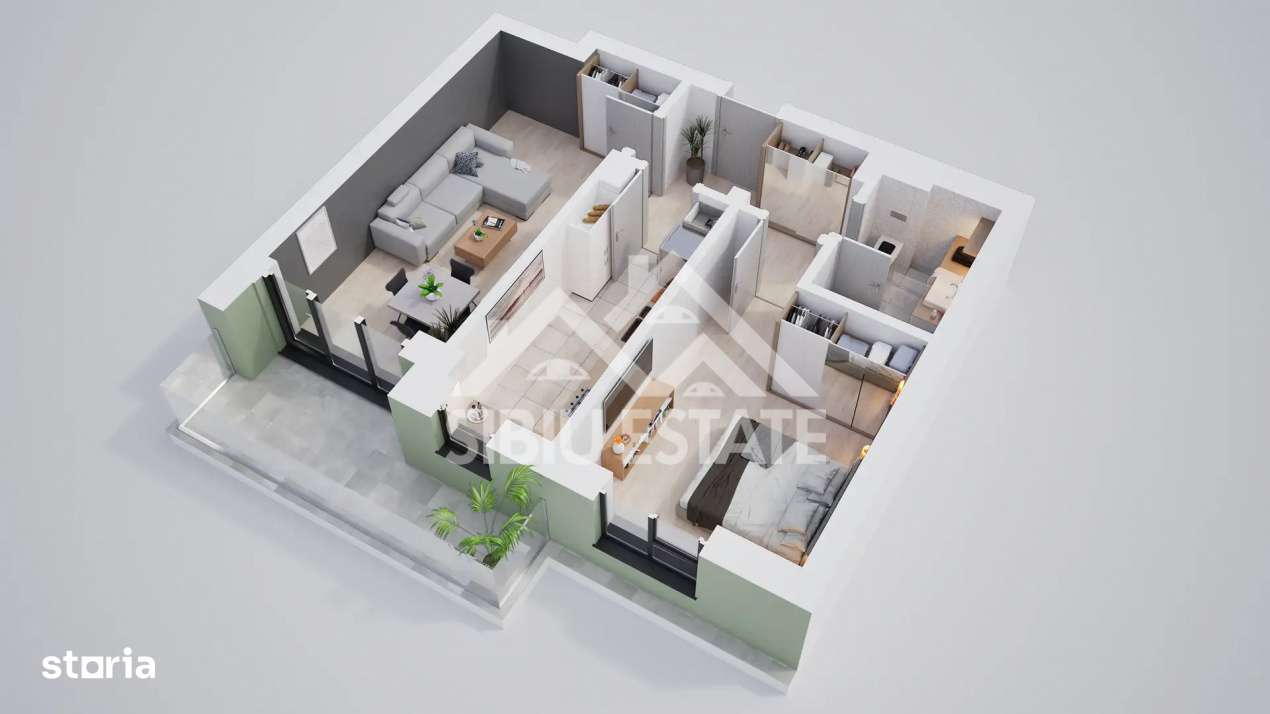 Apartament modern 2 camere cu terasa si incalzire in pardoseala - Imagine principală: 3/6