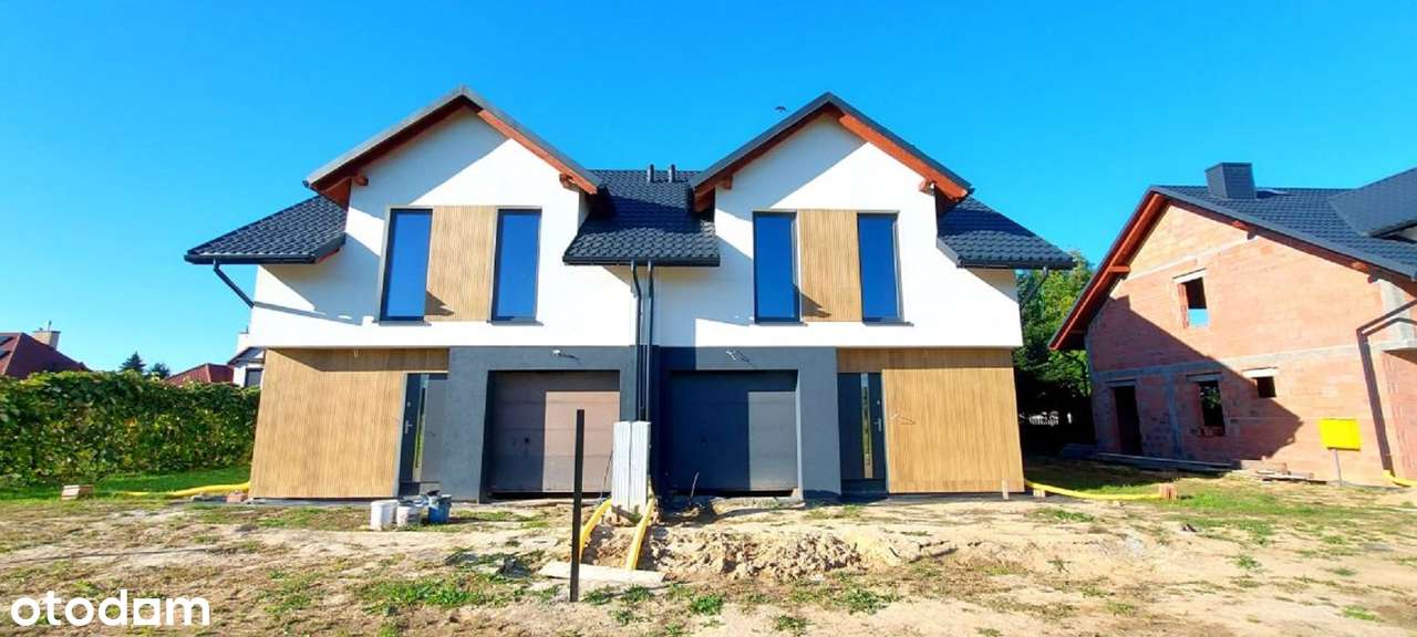 Bliźniak, 5 pokoi, stan surowy z elewacją, wszystkie media z sieci-2