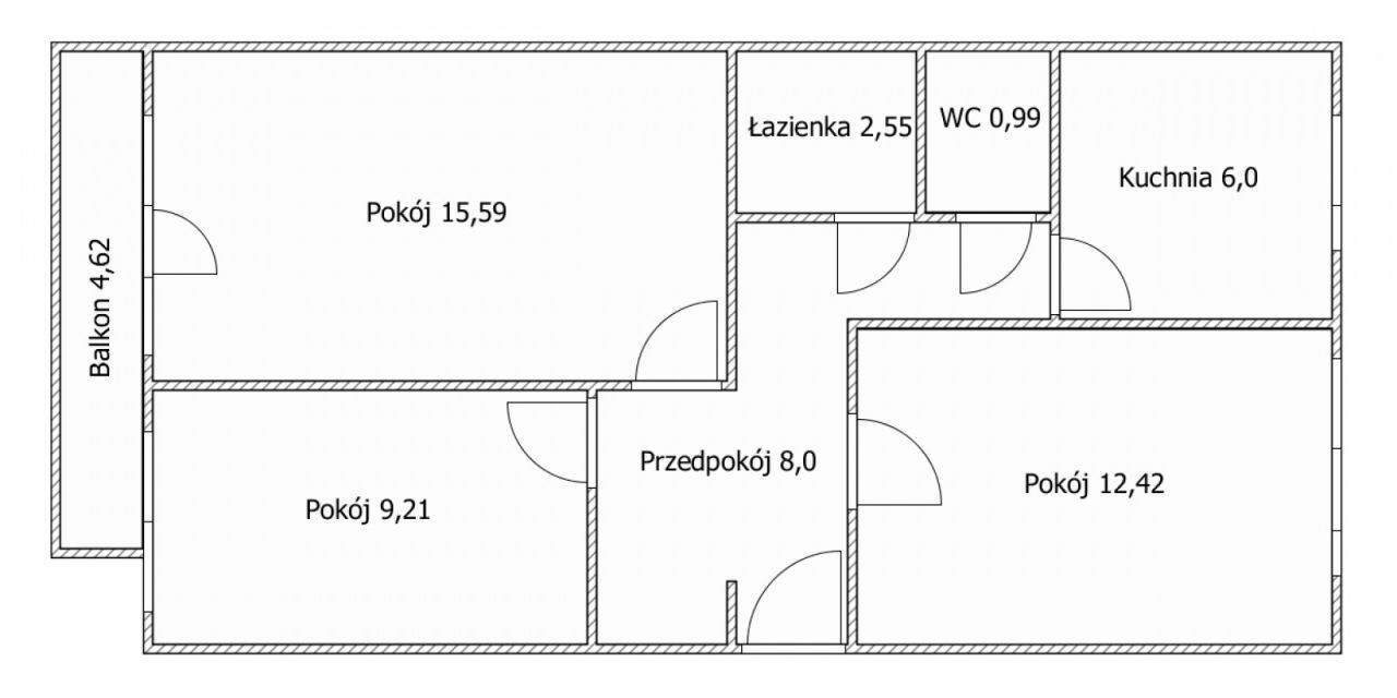 3 pokojowe mieszkanie do remontu Lsm - 57 m2