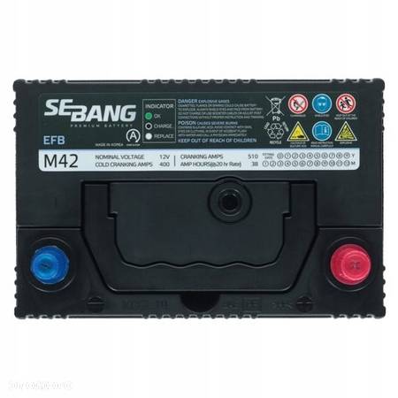 Akumulator Sebang EFB 38Ah/400A B19 M42L Japan StartStop P - 3